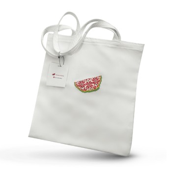 Hand-Embroidered Tote Bag – Watermelon | Solidarity Symbol Hand-Embroidered Tote Bag – Watermelon | Solidarity Symbol