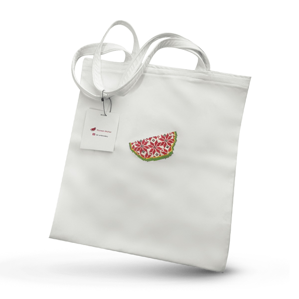 Tote Bag brodé main – Pastèque | Symbole de solidarité Tote Bag brodé main – Pastèque | Symbole de solidarité