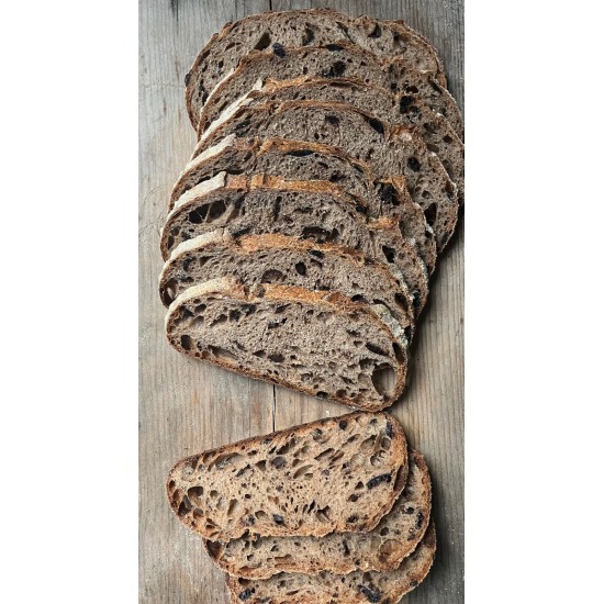 Pain de campagne aux levain aux olives  1 pc